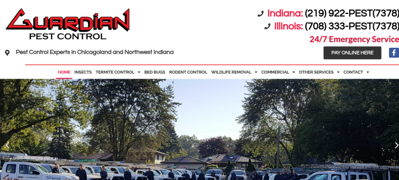 Website screenshot of Guardian Pest Control  