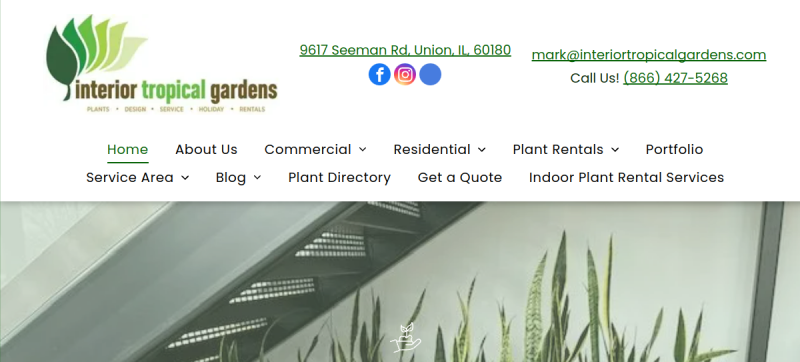 Website screenshot of Interior Tropical Gardens