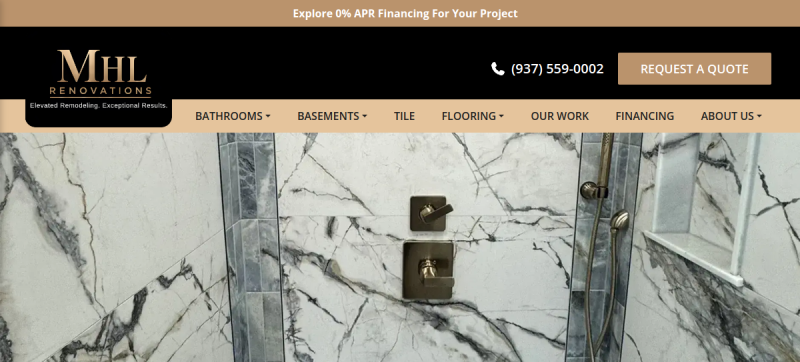 Website screenshot of MHL Renovations