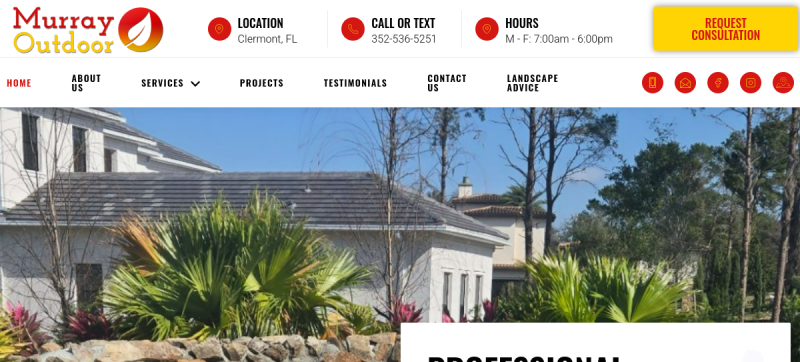 Website screenshot of Murray Outdoor