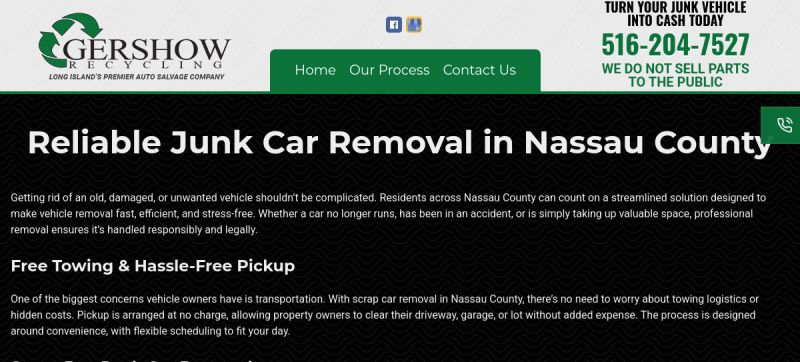 Website screenshot of Gershow Recycling Corporation
