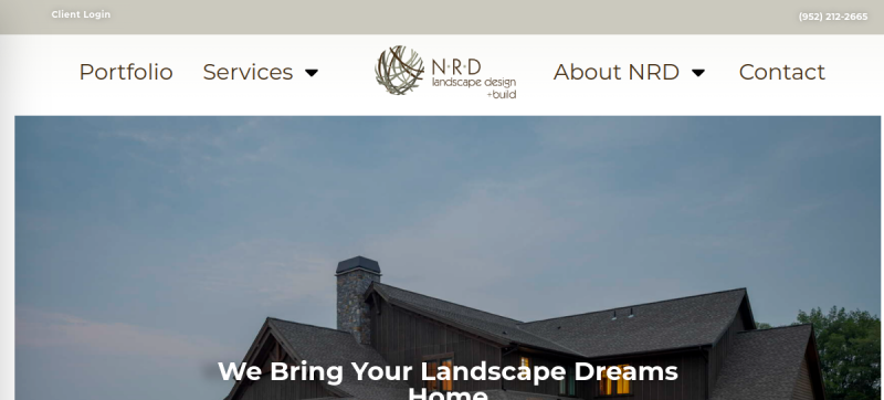 Website screenshot of NRD Landscape Design Build