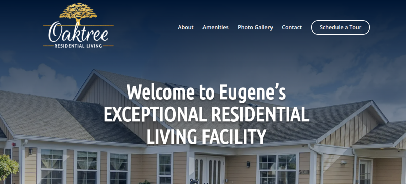 Website screenshot of Oaktree Residential Living