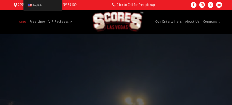 Website screenshot of Scores Las Vegas Gentleman's Club