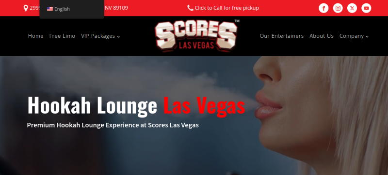 Website screenshot of Scores Las Vegas Gentleman's Club