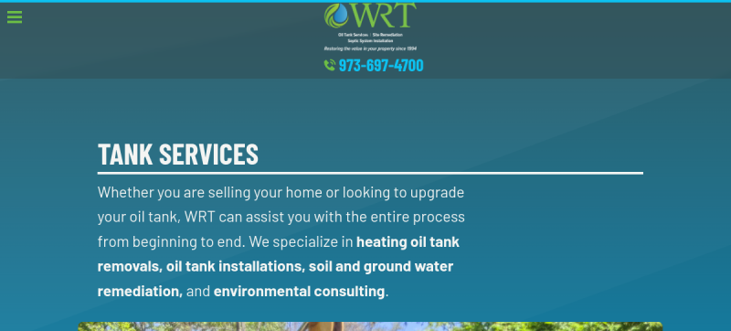 Website screenshot of Water Resource Technologies