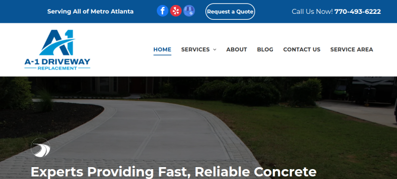 A-1 Driveway Replacement Company website