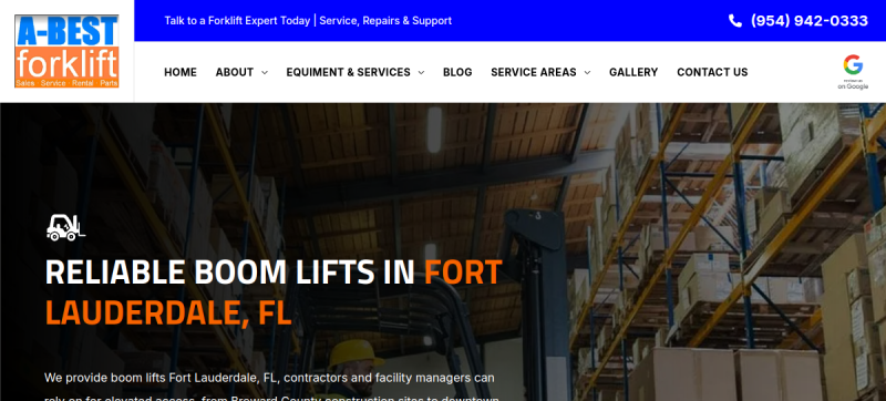 Website screenshot of A-Best Forklift & Hydraulic