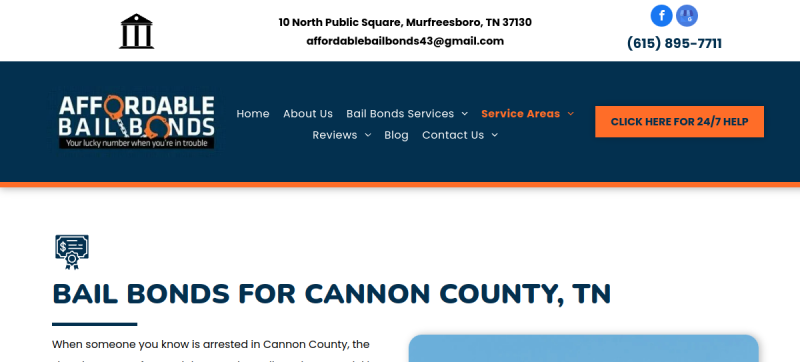 Affordable Bail Bonds website
