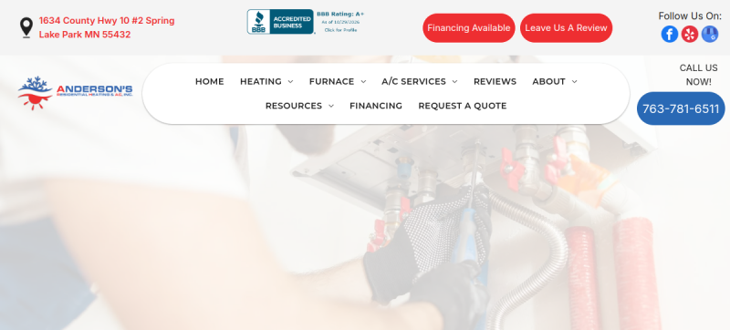 Anderson's Residential Heating & AC website