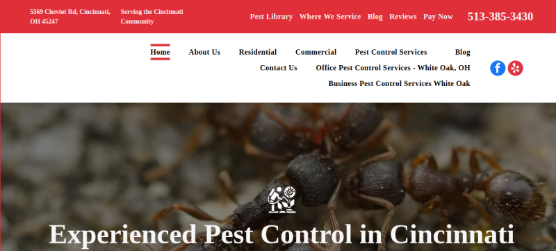 Website screenshot of Arab Termite and Pest Control of Cincinnati, Inc.