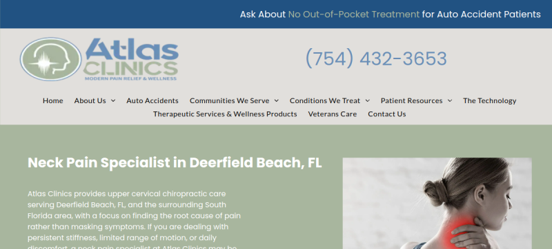 Website screenshot of Atlas Clinics Pompano Beach
