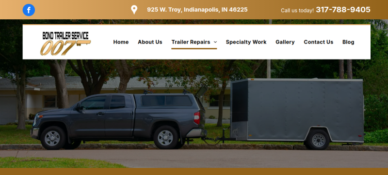 Website screenshot of Bond Trailer Service