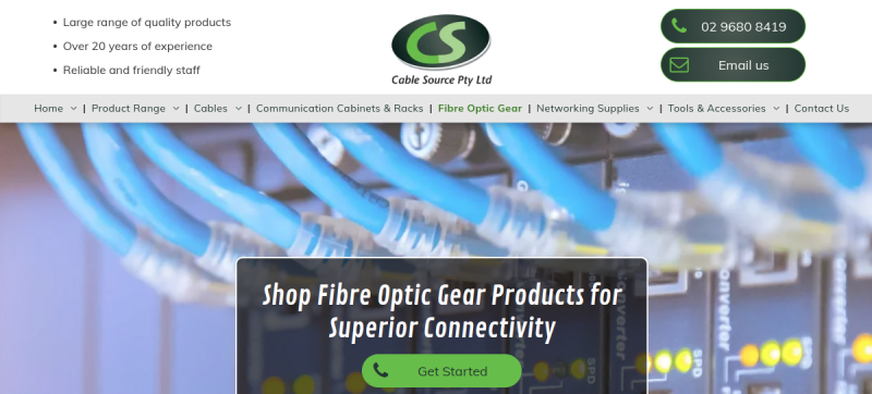 Website screenshot of Cable Source Pty Ltd