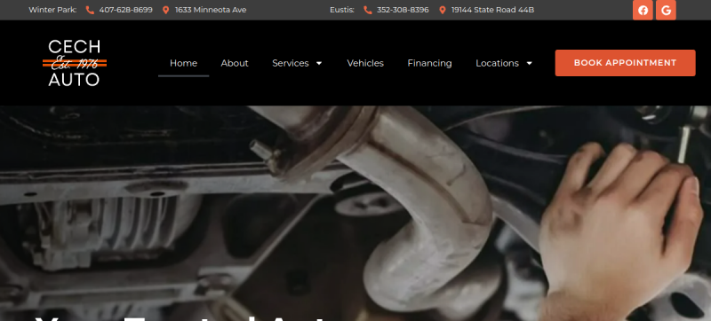 Website screenshot of Cech Auto