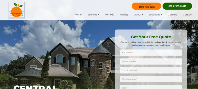 Website screenshot of Citrus Landscape Solutions