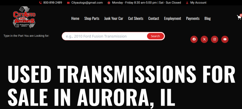 Website screenshot of City Auto Wreckers
