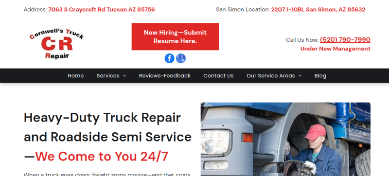 Cornwell's Truck Repair website