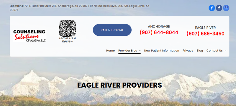 Website screenshot of Counseling Solutions of Alaska