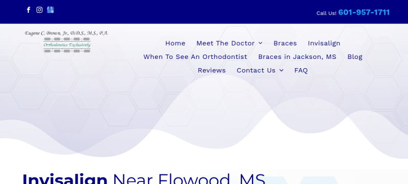 Website screenshot of Eugene C. Brown, Jr., DDS, MS
