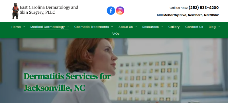 East Carolina Dermatology and Skin Surgery, PLLC website