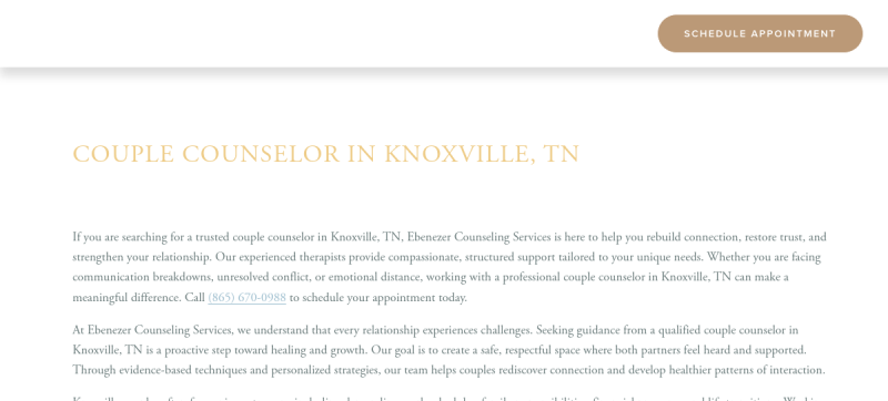 Ebenezer Counseling Services website