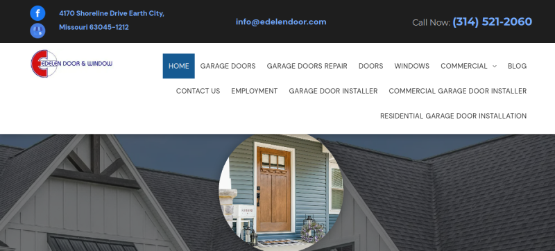 Website screenshot of Edelen Door & Window