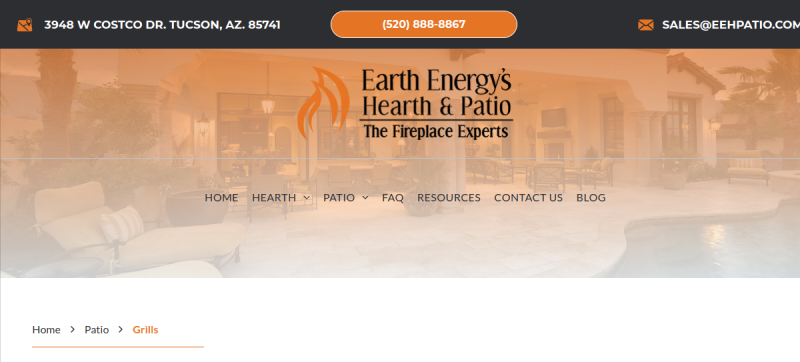 Earth Energy's Hearth & Patio website