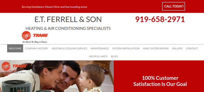 Website screenshot of E.T. Ferrell & Son