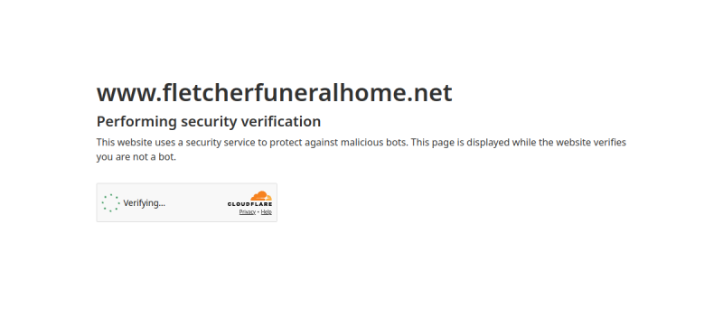 Website screenshot of Fletcher Funeral Home PA