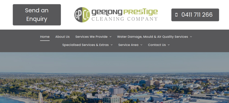 Website screenshot of Geelong Prestige Cleaning Company