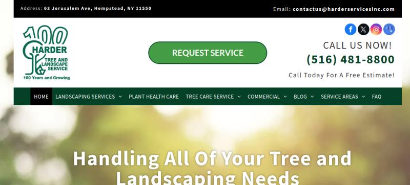 Website screenshot of Harder Tree and Landscape Service