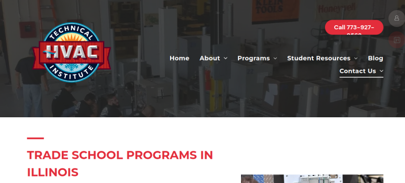 Website screenshot of HVAC Technical Institute