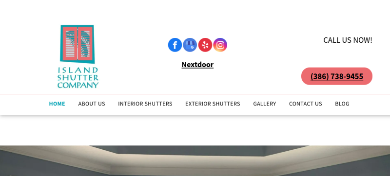 Website screenshot of Island Shutter Company