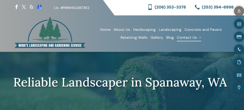 Website screenshot of Minh's Landscaping and Gardening Service