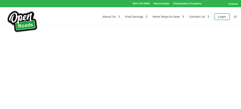Website screenshot of Open Roads