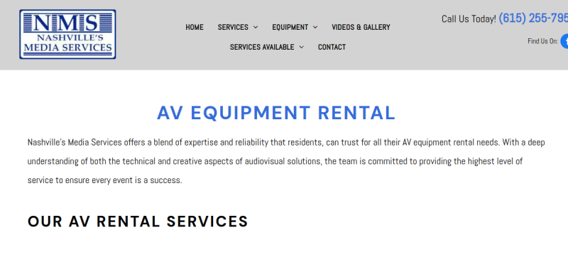 Website screenshot of Nashville's Media Services