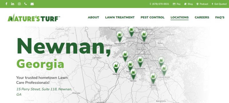 Website screenshot of Natures Turf