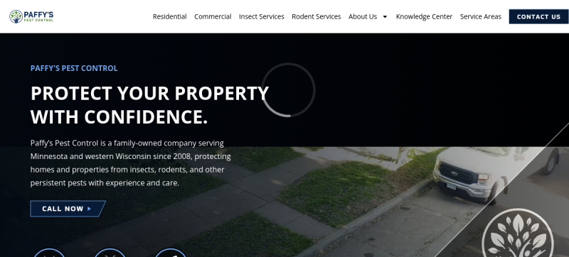 Website screenshot of Paffy's Pest Control 