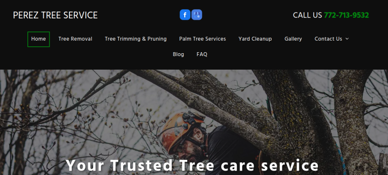Website screenshot of Perez Tree Service
