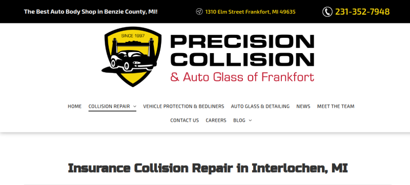 Website screenshot of Precision Collision of Frankfort