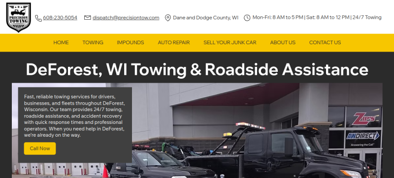 Precision Towing & Recovery website