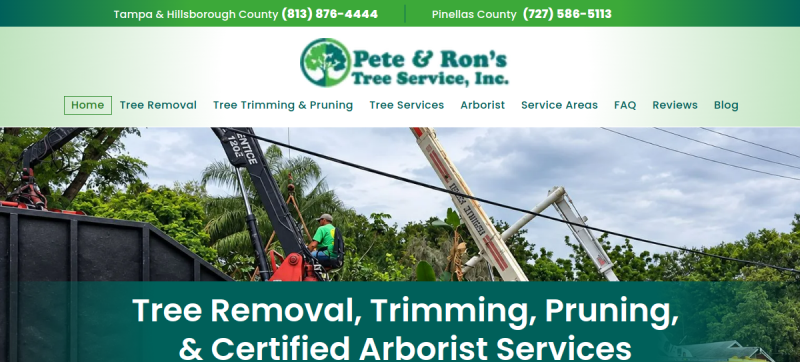 Website screenshot of Pete & Ron's Tree Service, Inc.