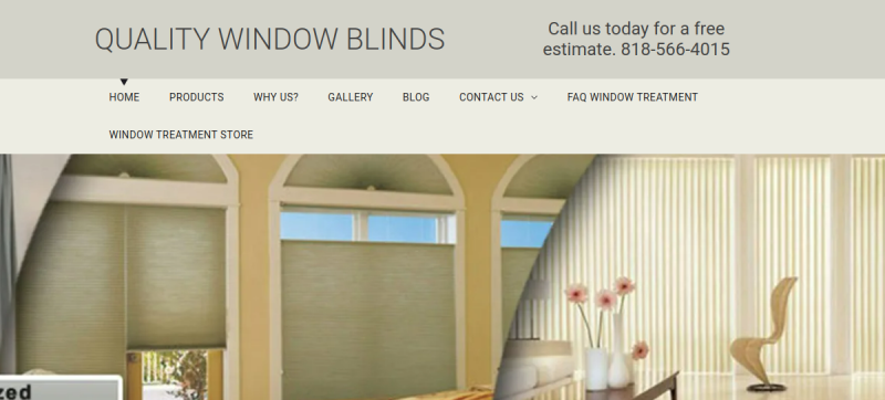 Website screenshot of Quality Window Blinds