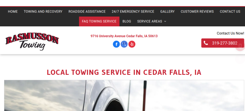 Rasmusson Towing & Recovery Service website