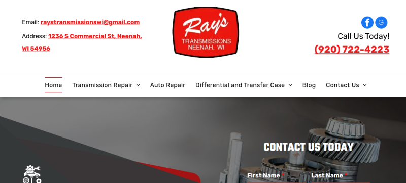 Website screenshot of Ray's Transmissions & Auto Center