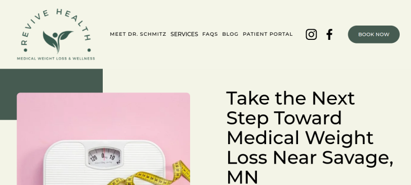Website screenshot of Revive Health Medical Weight Loss & Wellness