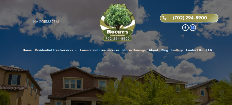 Website screenshot of Rocky's Tree Service