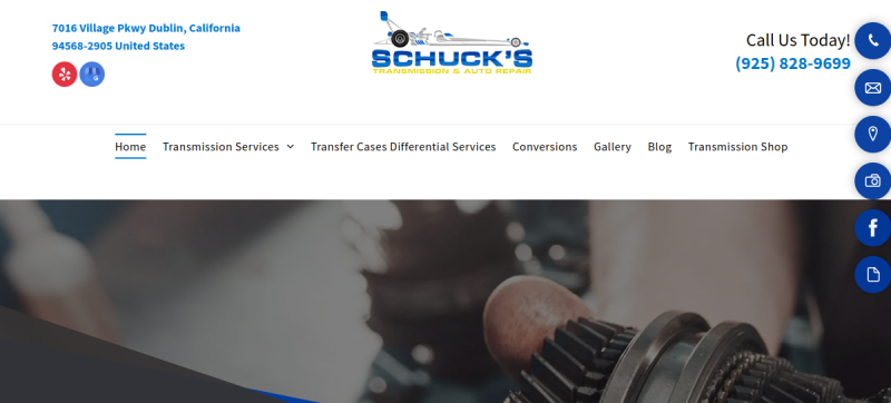 Website screenshot of Schuck's Transmissions