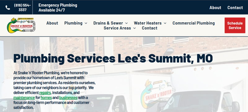 Snake 'n' Rooter Plumbing Company website
